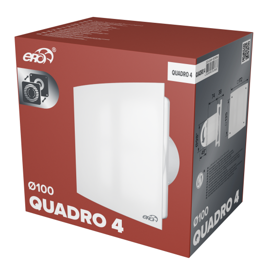 Вентилятор осевой вытяжной Era Quadro 4 D100 мм 35 дБ 90 м3/ч цвет белый