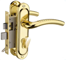 Замок врезной с дверными ручками на планке Inspire глянцевое золото