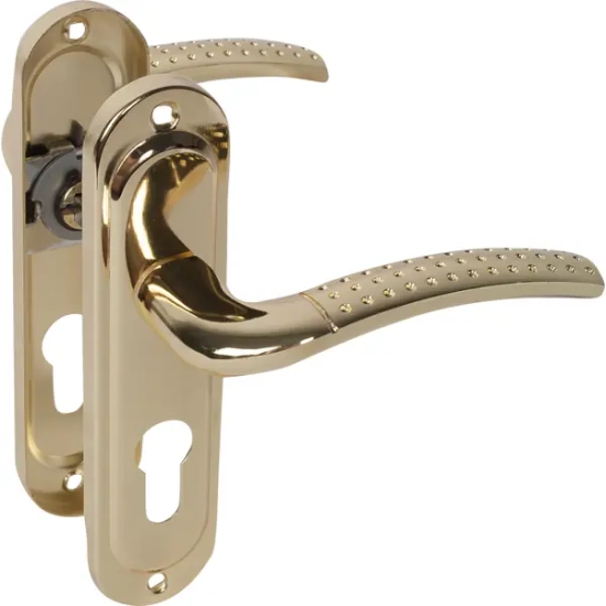 Замок врезной с дверными ручками на планке Inspire глянцевое золото