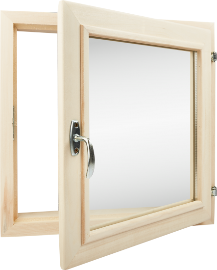 Окно для бани деревянное одностворчатое Липа 500x500 мм (ВхШ) поворотное однокамерный стеклопакет цвет натуральный