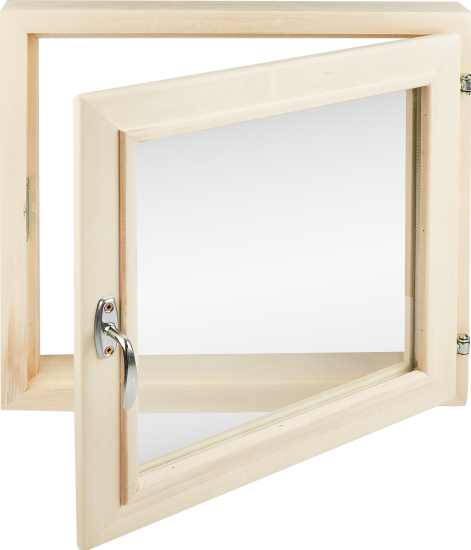 Окно для бани деревянное одностворчатое Липа 500x500 мм (ВхШ) поворотное однокамерный стеклопакет цвет натуральный