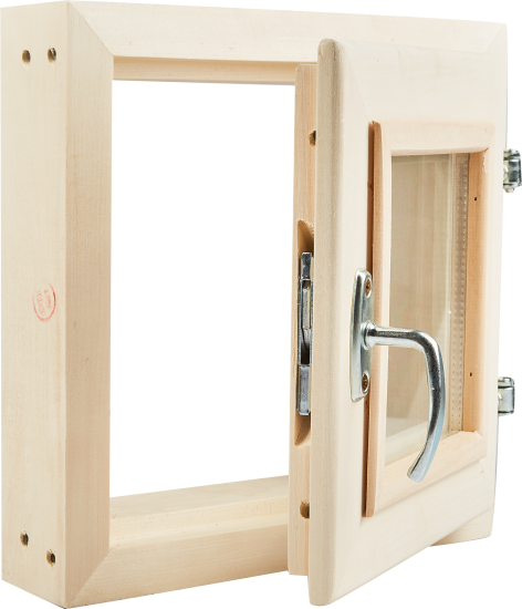 Окно для бани деревянное одностворчатое Липа 300x300 мм (ВхШ) поворотное однокамерный стеклопакет цвет натуральный