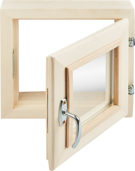 Окно для бани деревянное одностворчатое Липа 300x300 мм (ВхШ) поворотное однокамерный стеклопакет цвет натуральный