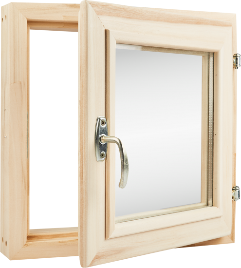 Окно для бани деревянное одностворчатое Липа 400x400 мм (ВхШ) поворотное однокамерный стеклопакет цвет натуральный