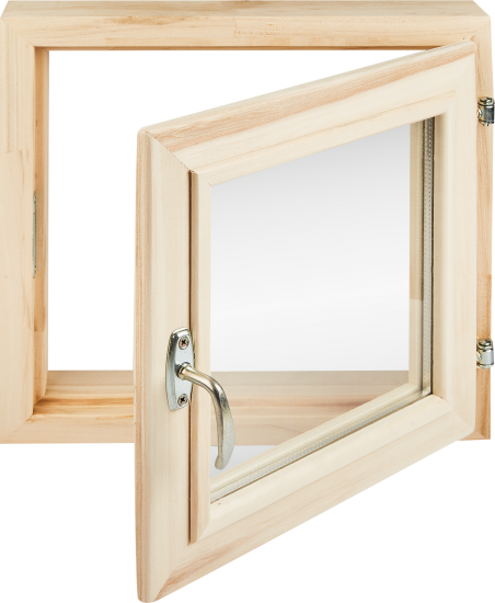 Окно для бани деревянное одностворчатое Липа 400x400 мм (ВхШ) поворотное однокамерный стеклопакет цвет натуральный