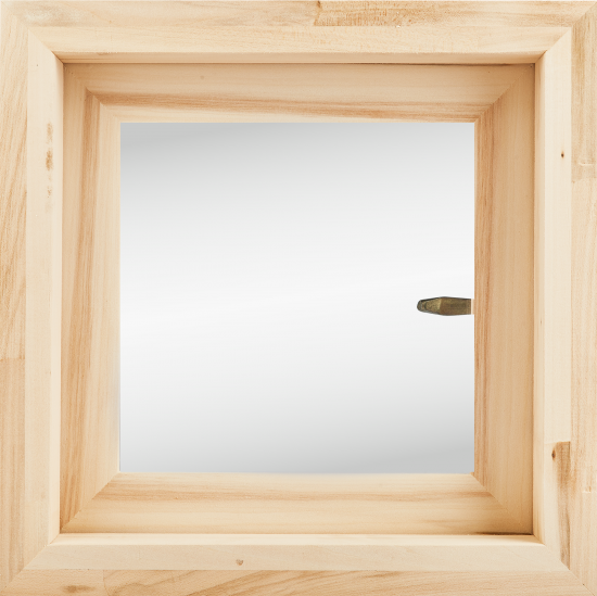 Окно для бани деревянное одностворчатое Липа 400x400 мм (ВхШ) поворотное однокамерный стеклопакет цвет натуральный
