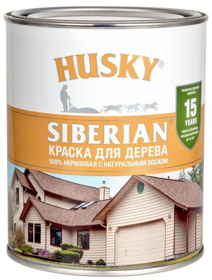 Краска по дереву Husky Siberian полуматовая цвет белый база А 0.9 л