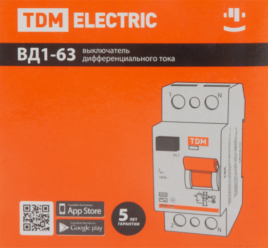 УЗО Tdm Electric ВД1-63 2P 25 A 30 мА 4.5 кА AC SQ0203-0008