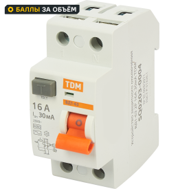УЗО Tdm Electric ВД1-63 2P 16 A 30 мА 4.5 кА AC SQ0203-0004