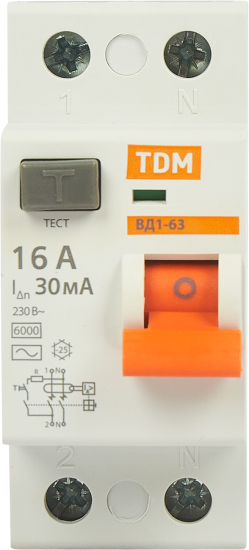 УЗО Tdm Electric ВД1-63 2P 16 A 30 мА 4.5 кА AC SQ0203-0004