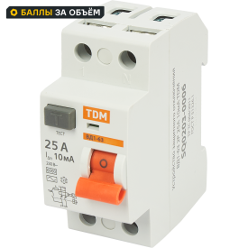 УЗО Tdm Electric ВД1-63 2P 25 A 10 мА 4.5 кА AC SQ0203-0075