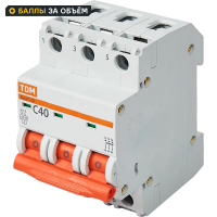 Автоматический выключатель TDM Electric ВА47-29 3P C40 А 4.5 кА SQ0206-0113