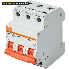 Автоматический выключатель TDM Electric ВА47-29 3P C40 А 4.5 кА SQ0206-0113