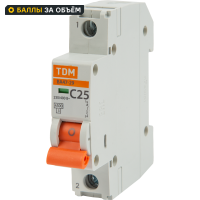 Автоматический выключатель TDM Electric ВА47-29 1P C25 А 4.5 кА SQ0206-0076