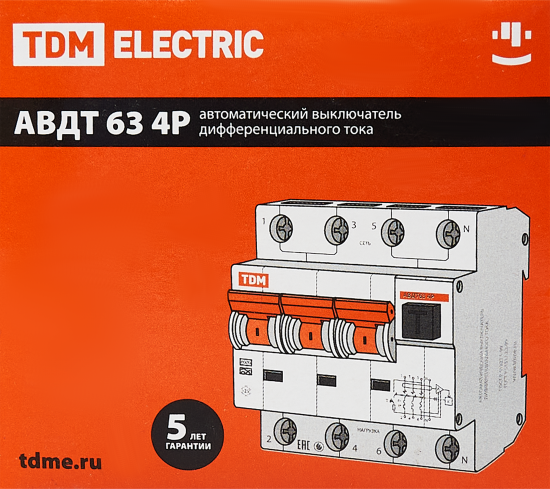 Дифференциальный автомат Tdm Electric АВДТ-63 3P N C16 A 30 мА 6 кА AС SQ0202-0017