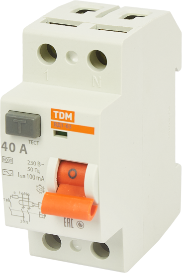 УЗО Tdm Electric ВД1-63 2P 40 A 100 мА 4.5 кА AC SQ0203-0011