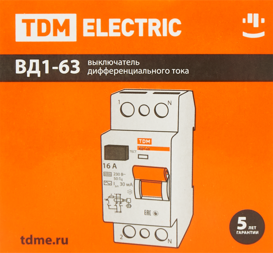 УЗО Tdm Electric ВД1-63 2P 40 A 100 мА 4.5 кА AC SQ0203-0011