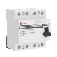 УЗО EKF PROxima ВД-100 4P 100 A 300 мА 4.5 кА AC elcb-4-100-300-em-pro