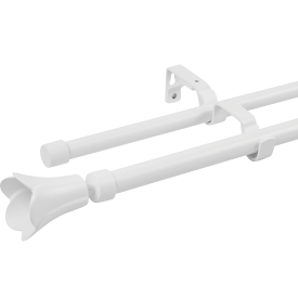 Настенный карниз раздвижной двухрядный Florus d16/19 мм 160-300 см металл цвет белый