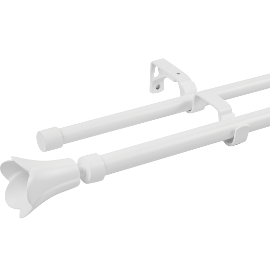 Настенный карниз раздвижной двухрядный Florus d16/19 мм 160-300 см металл цвет белый