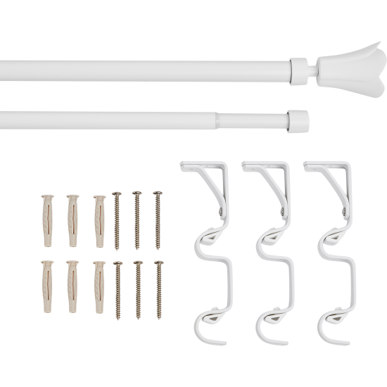 Настенный карниз раздвижной двухрядный Florus d16/19 мм 160-300 см металл цвет белый
