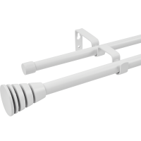 Настенный карниз раздвижной двухрядный Трапеция d16/19 мм 160-300 см металл цвет белый