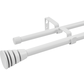 Настенный карниз раздвижной двухрядный Трапеция d16/19 мм 160-300 см металл цвет белый