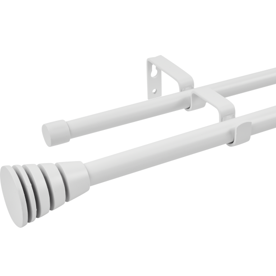 Настенный карниз раздвижной двухрядный Трапеция d16/19 мм 160-300 см металл цвет белый