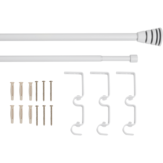 Настенный карниз раздвижной двухрядный Трапеция d16/19 мм 160-300 см металл цвет белый