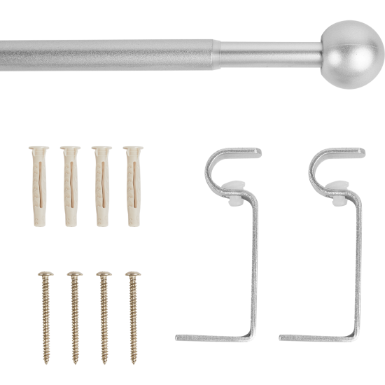 Настенный карниз раздвижной однорядный Шар d13/16 мм 120-210 см металл цвет серебро