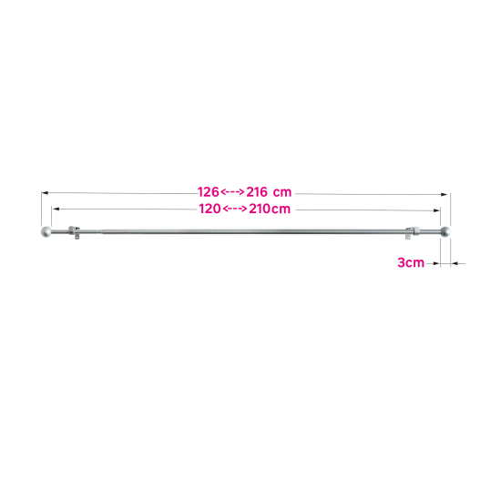 Настенный карниз раздвижной однорядный Шар d13/16 мм 120-210 см металл цвет серебро