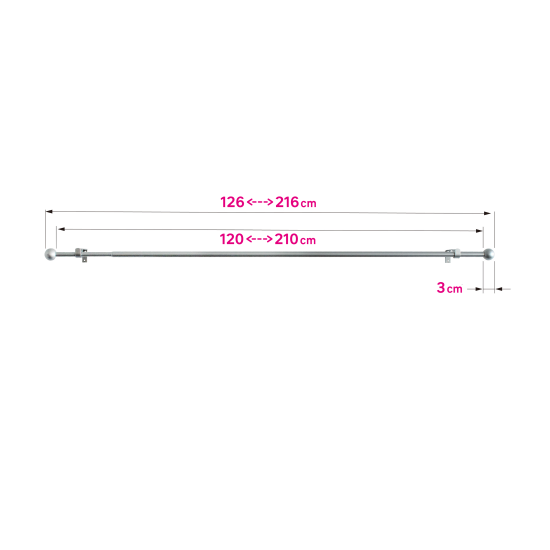 Настенный карниз раздвижной однорядный Шар d13/16 мм 120-210 см металл цвет серебро