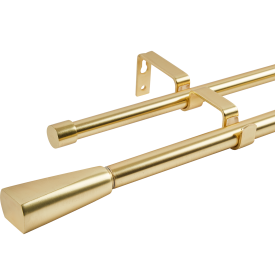 Настенный карниз раздвижной двухрядный Грани d16/19 мм 160-300 см металл цвет латунь