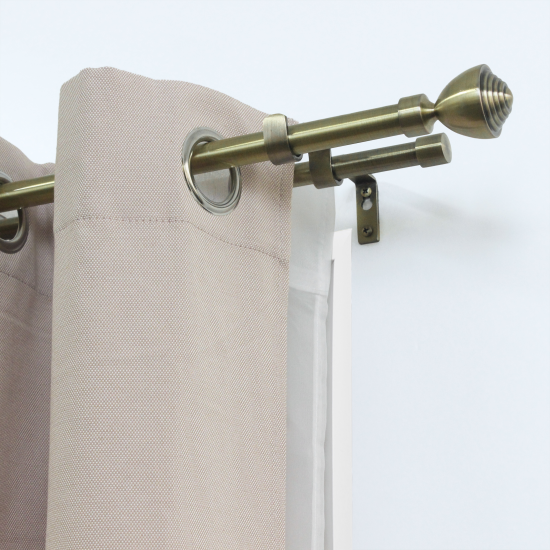 Настенный карниз раздвижной двухрядный Rokok d16/19 мм 160-300 см металл цвет латунь