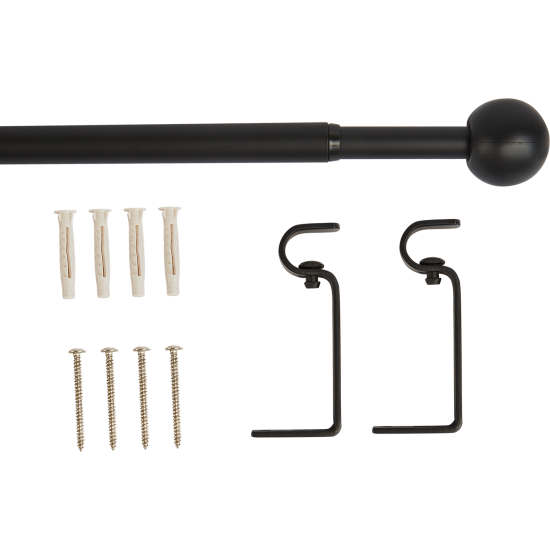 Настенный карниз раздвижной однорядный Шар d13/16 мм 120-210 см металл цвет черный