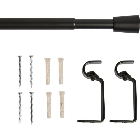 Настенный карниз раздвижной однорядный Pommel d16/19 мм 120-210 см металл цвет черный