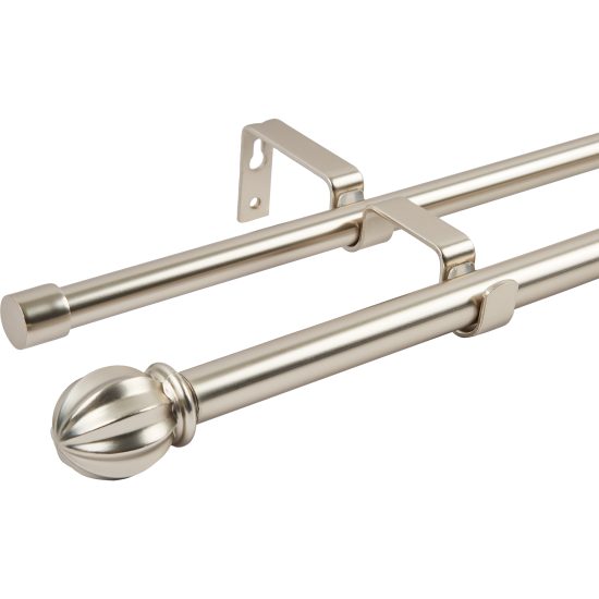 Карниз двухрядный раздвижной Inspire Ikary 160-300 см металл цвет никель