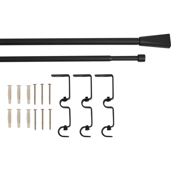 Карниз двухрядный раздвижной Грани 160-300 см металл цвет черный