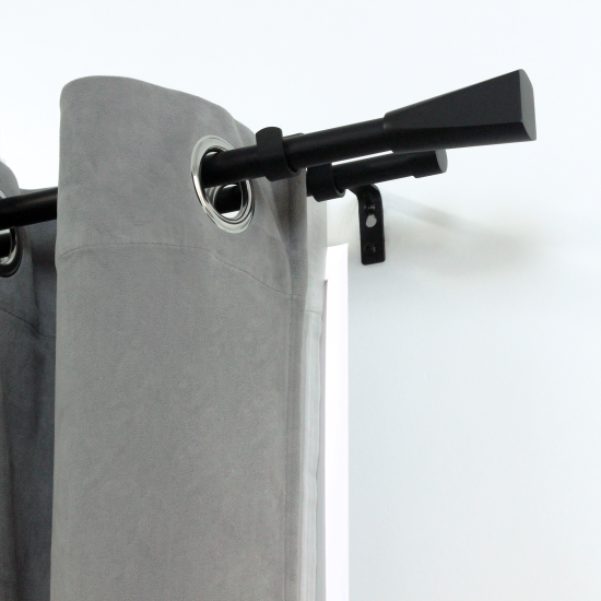 Карниз двухрядный раздвижной Грани 160-300 см металл цвет черный