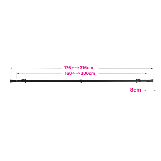 Карниз двухрядный раздвижной Грани 160-300 см металл цвет черный