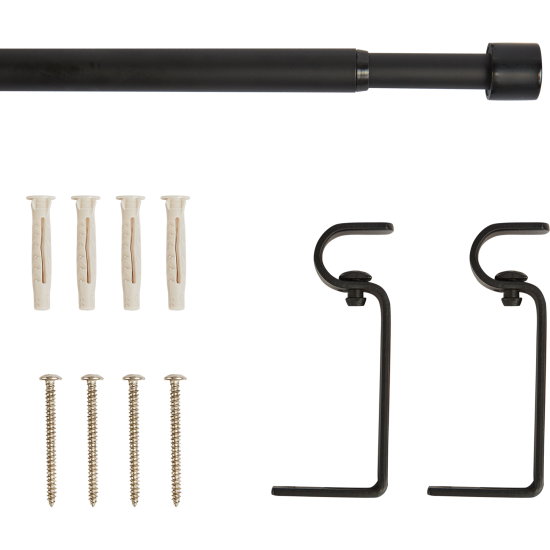 Настенный карниз раздвижной однорядный Цилиндр d13/16 мм 120-210 см металл цвет черный