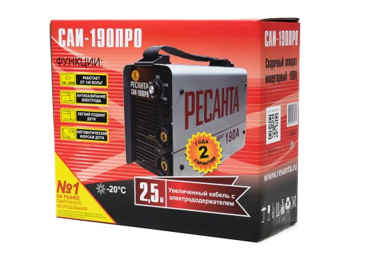 Сварочный аппарат инверторный Ресанта САИ-190ПРО, 190 А, до 5 мм