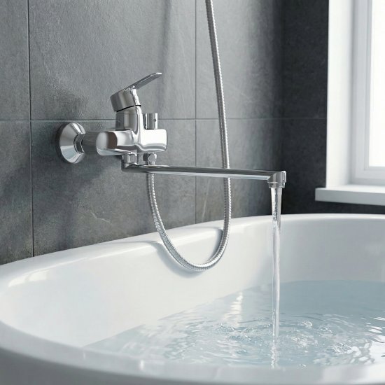 Смеситель для ванны Esko Porto 31 однорычажный универсальный с лейкой и шлангом цвет хром