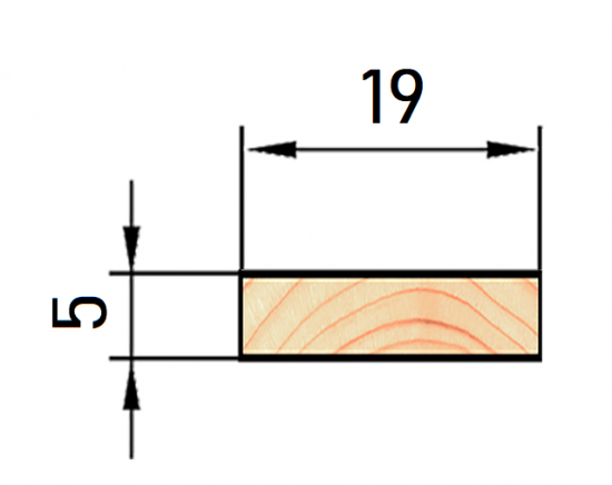 Рейка сращенная 5x19x1000 мм хвоя сорт Экстра прямая