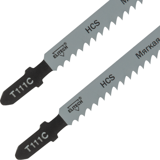 Пилка для лобзика по дереву Elitech T111C 75 мм 2 шт.