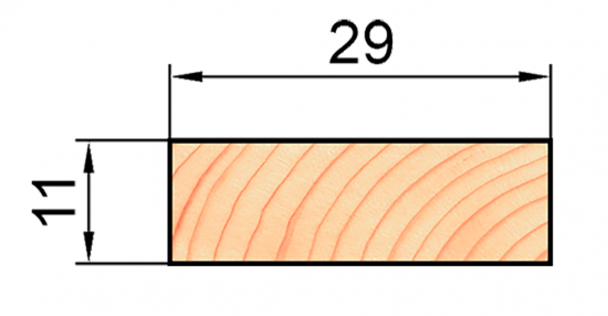 Декоративный брусок сращенный 11x29x1000 мм хвоя сорт Экстра прямой