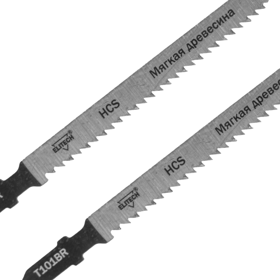 Пилка для лобзика по дереву Elitech T101BR 75 мм 2 шт.
