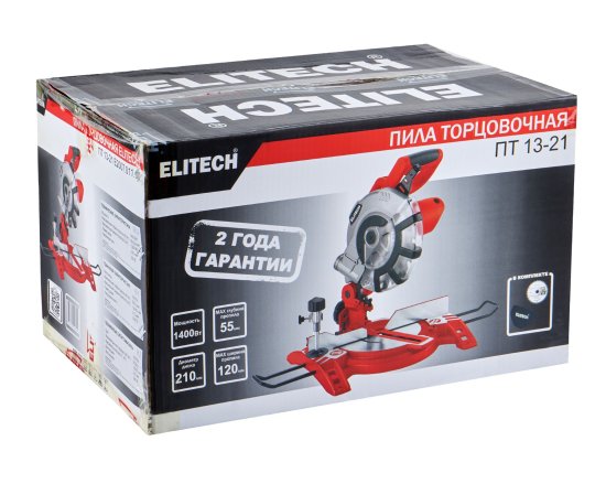 Пила торцовочная Elitech ПТ 1321, 1400 Вт, 210 мм