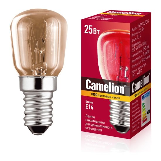 Мини лампа накаливания Camelion 25/P/CL/E14