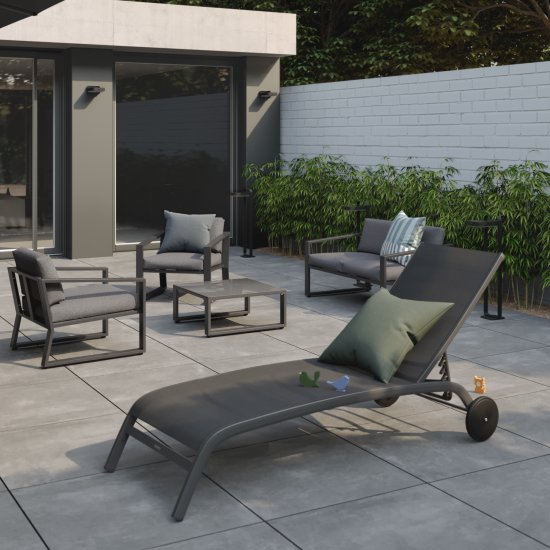 Шезлонг Naterial Lyra II 207x63x95 см алюминий/текстилен серый